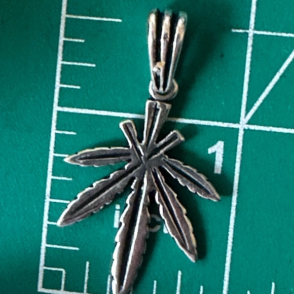 Leaf 925 solid sterling silver pendant - Picture 4 of 5